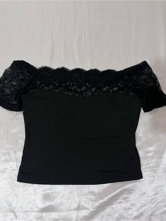 Tops - Black Lace Off-Shoulder Women's Top